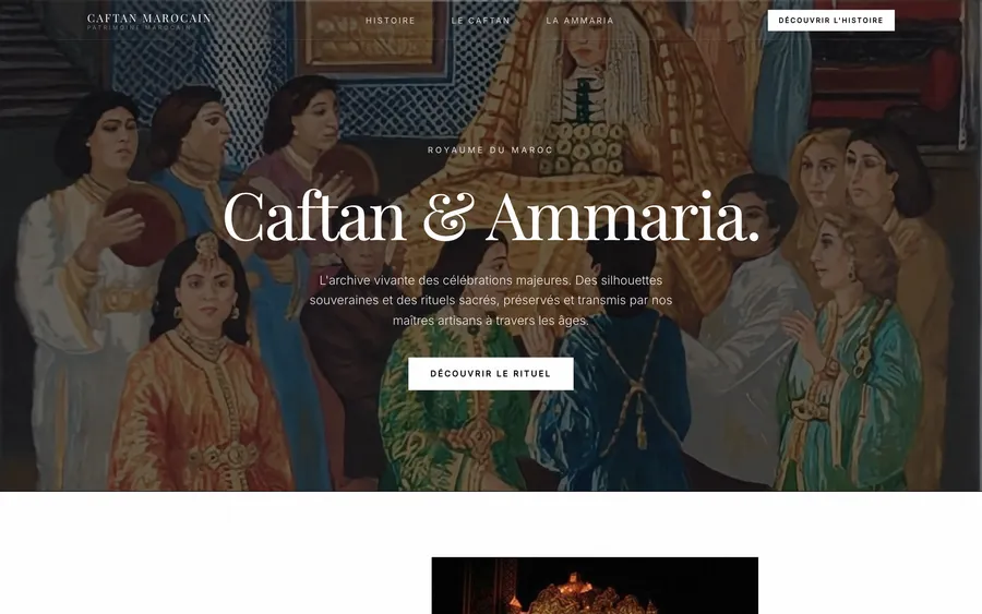 Site Caftan & Ammaria — page d'accueil sur ordinateur