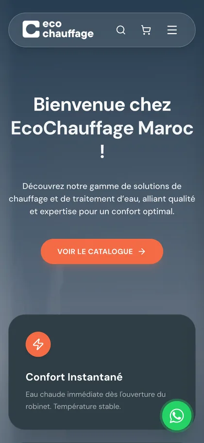 Site EcoChauffage Maroc sur mobile