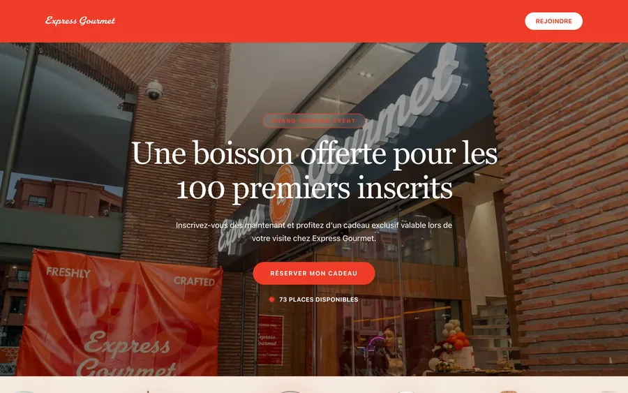 Site Express Gourmet — page d'accueil sur ordinateur