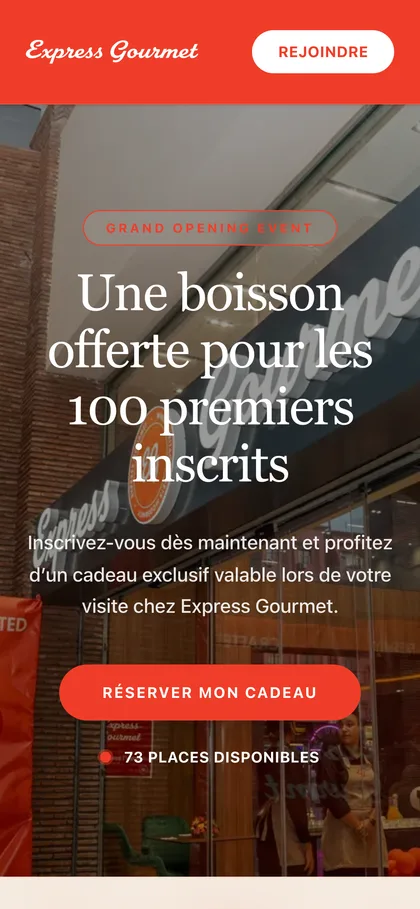 Site Express Gourmet sur mobile