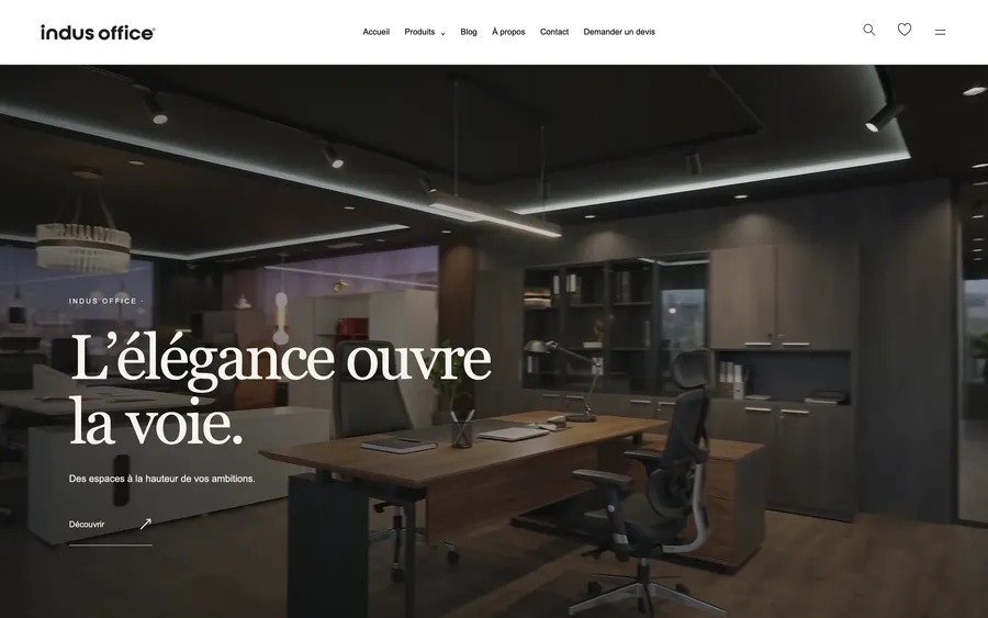 Site Indus Office — page d'accueil sur ordinateur