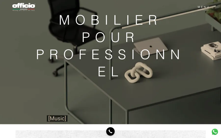 Site Officio — page d'accueil sur ordinateur