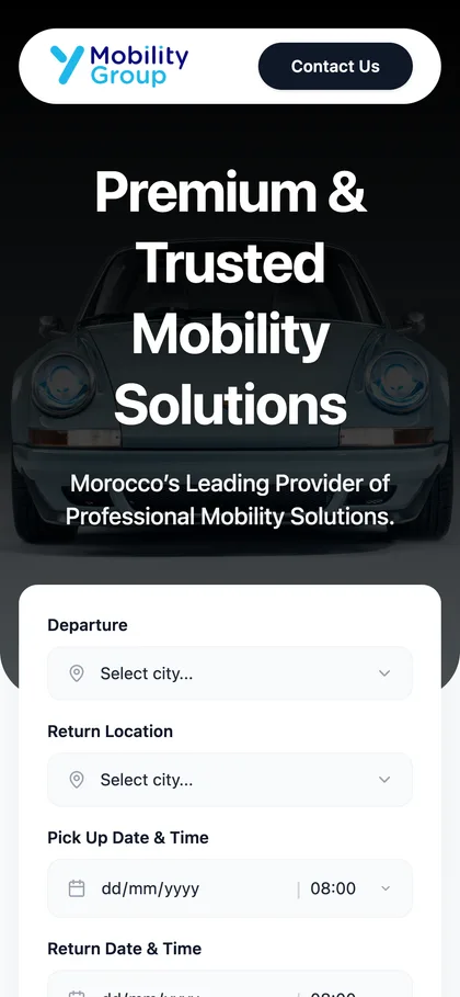 Site Y Mobility Group sur mobile